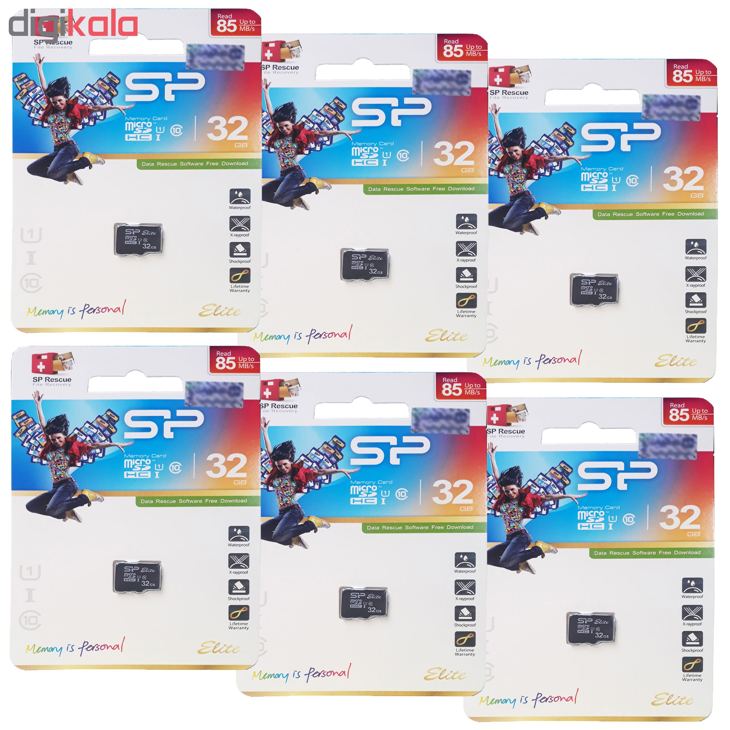 کارت حافظه microSDHC سیلیکون پاور مدل Elite کلاس 10 استاندارد UHS-I U1 سرعت 85MBps ظرفیت 32 گیگابایت بسته 6 عددی