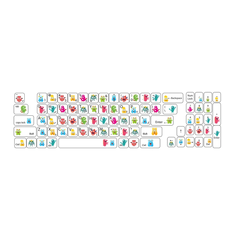 برچسب حروف فارسی کیبورد طرح Monster کد ۱۰۲