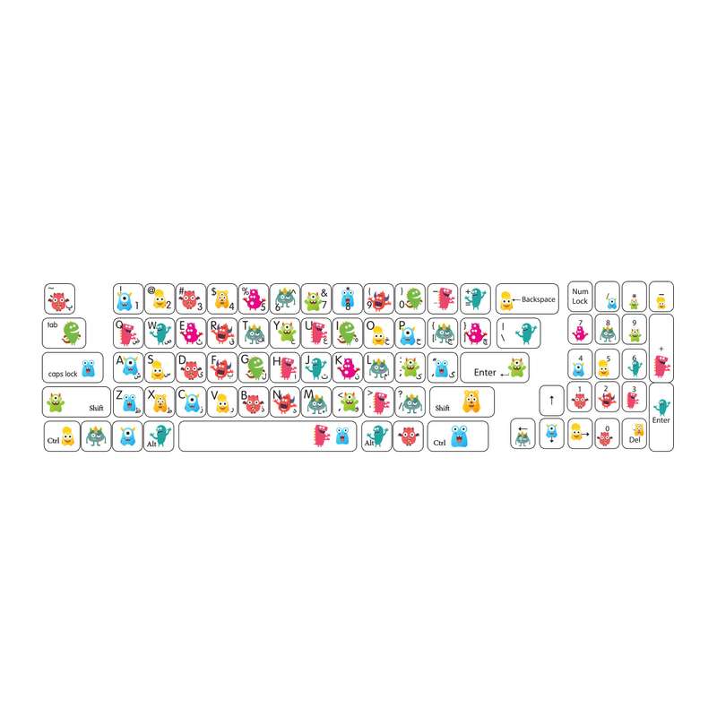 برچسب حروف فارسی کیبورد طرح Monster کد ۱۰۲