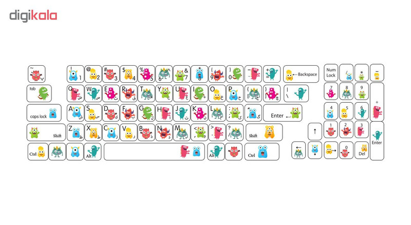 برچسب حروف فارسی کیبورد طرح Monster کد ۱۰۲