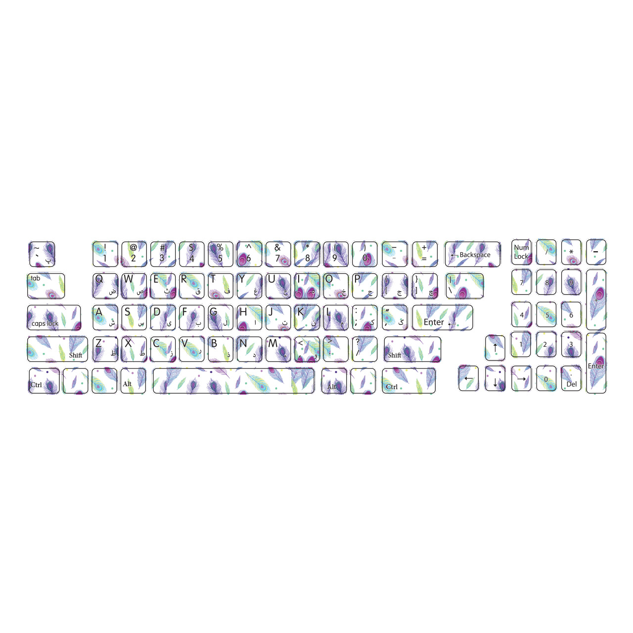 برچسب حروف فارسی کیبورد طرح پر کد ۱۰۲
