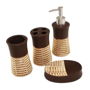 ست سرویس بهداشتی 4 تکه طرح حصیری کد 1266