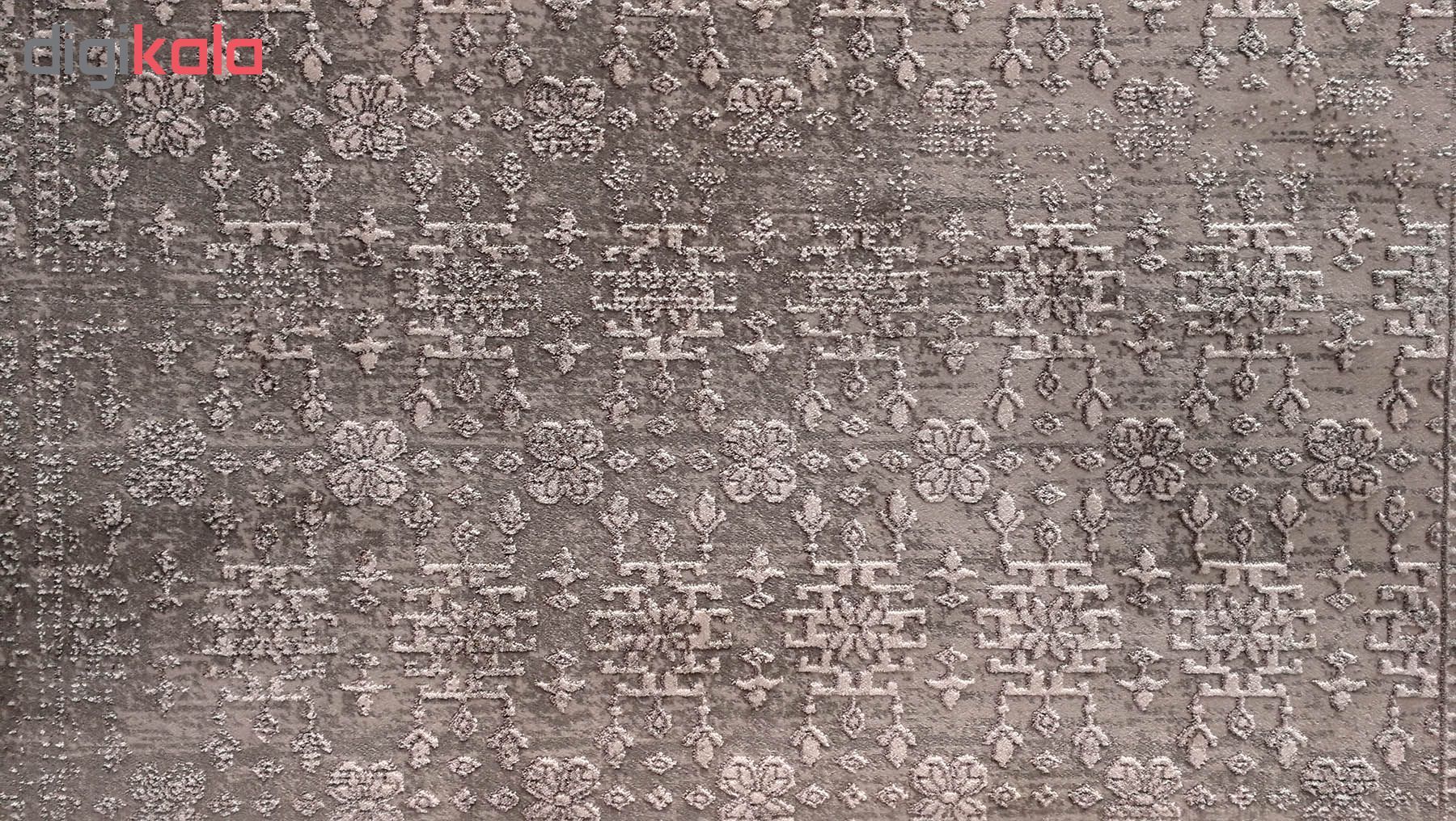 فرش ماشینی زمرد مشهد طرح پتینه کد TA104 زمینه طوسی