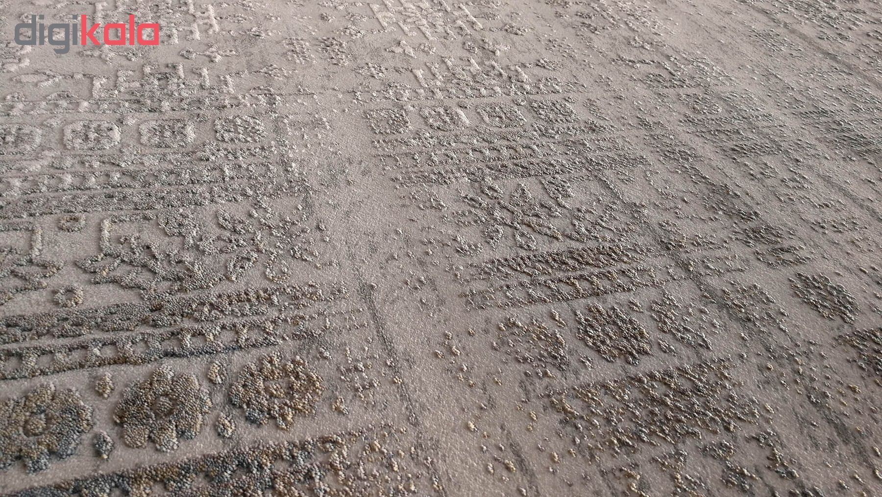 فرش ماشینی زمرد مشهد طرح پتینه کد TA104 زمینه طوسی