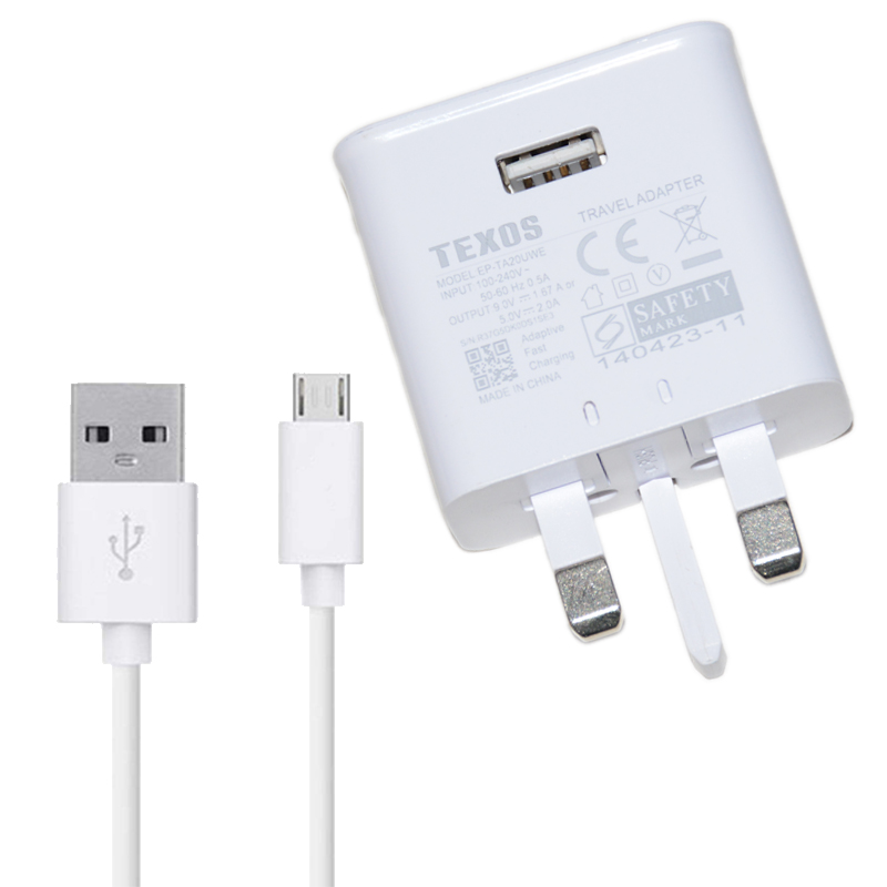 شارژر دیواری تگزوس مدل TX-TC04Fبه همراه کابل تبدیل microUSB