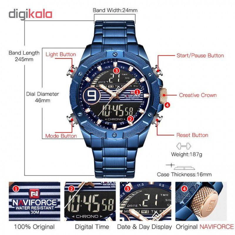 ساعت مچی دیجیتال مردانه نیوی فورس کد NF9146M - FE-SO