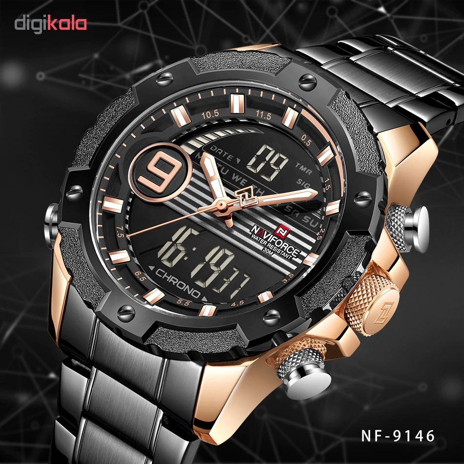 ساعت مچی دیجیتال مردانه نیوی فورس کد NF9146M - FE-ME-RO             قیمت