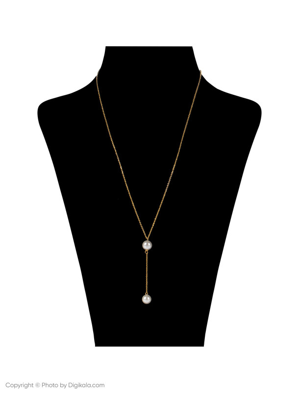 گردنبند طلا 18 عیار زنانه زرمان مدل ZMM0939 طرح کرواتی مرواریدنشان