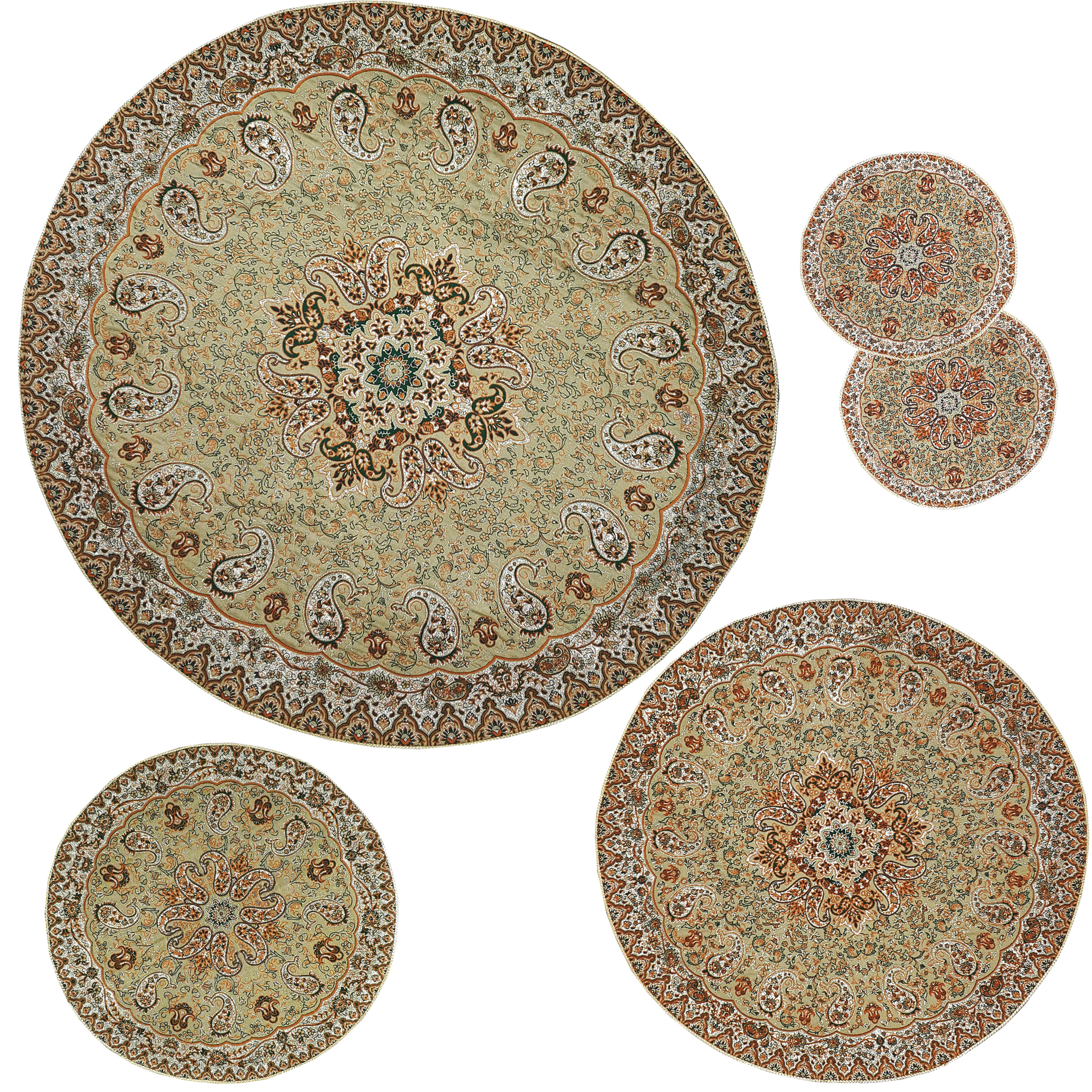 ست 5 تکه رومیزی ترمه مدل نسترن کد KEREM5-5GERD