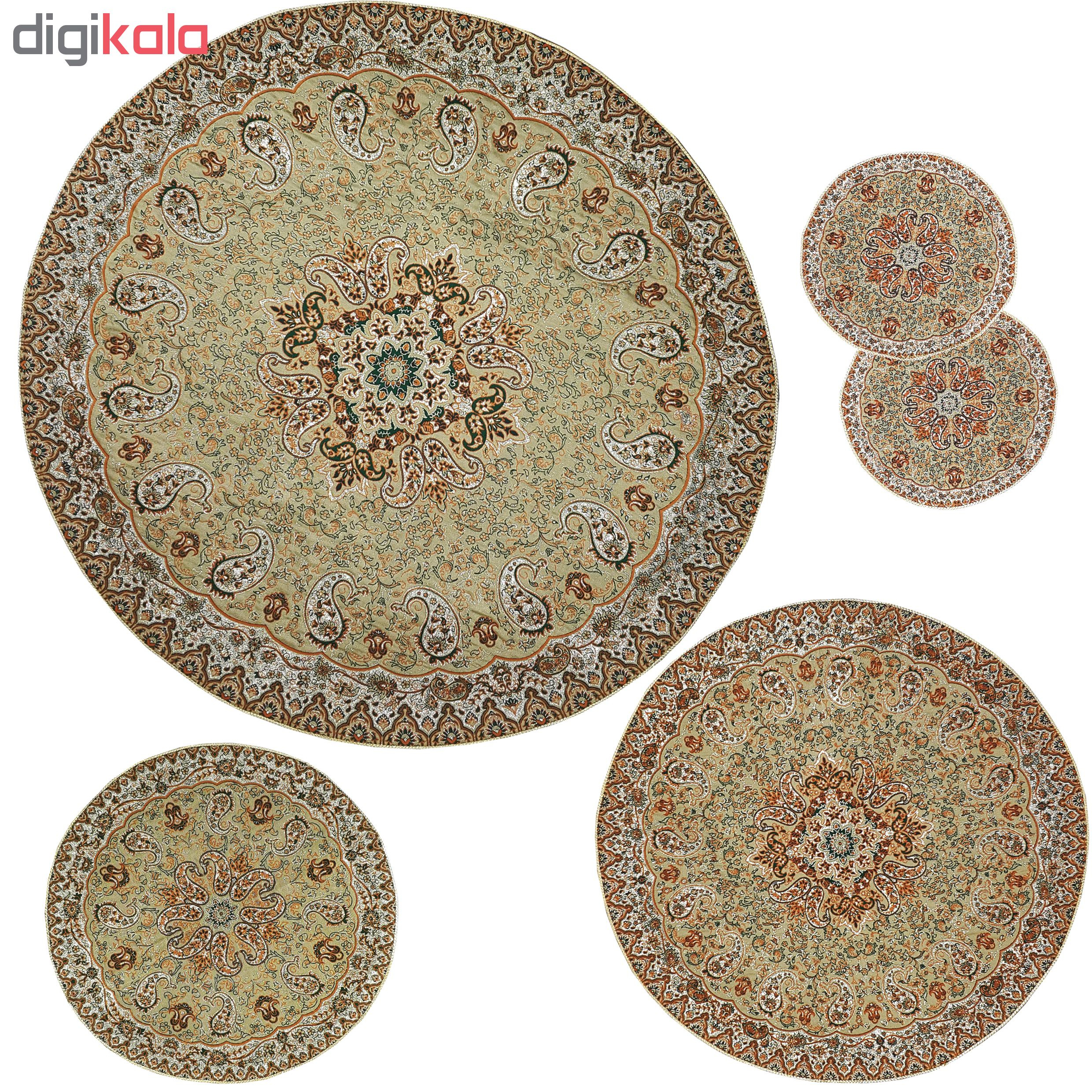 ست 5 تکه رومیزی ترمه مدل نسترن کد KEREM5-5GERD