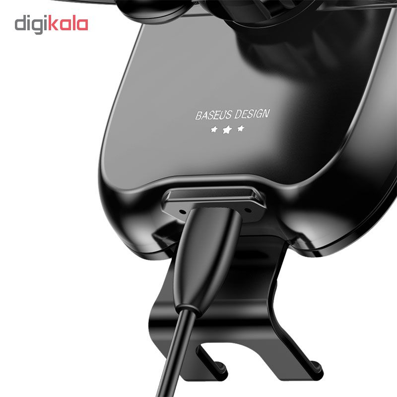 پایه نگه دارنده گوشی موبایل و شارژر بی سیم موبایل باسئوس مدل Smart Vehicle Bracket