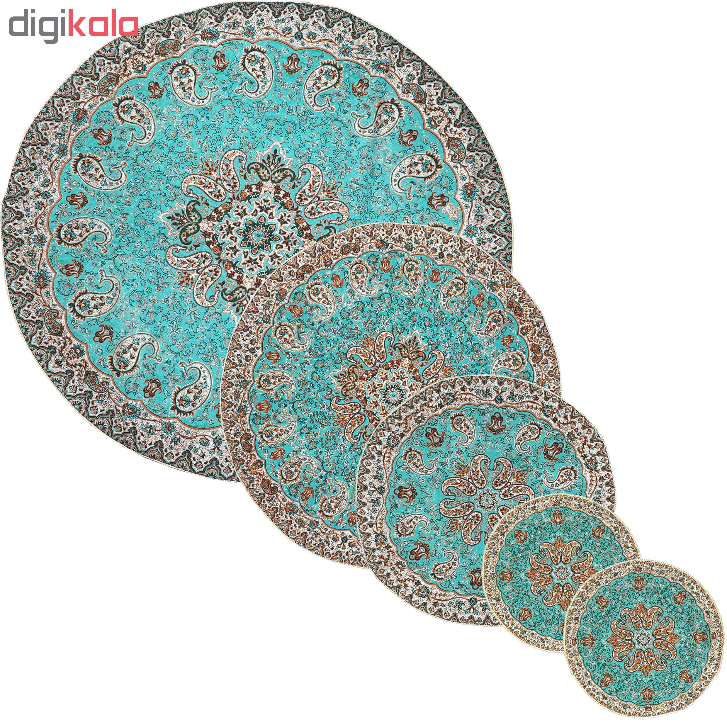 ست 5 تکه رومیزی ترمه مدل نسترن کد GERDSABZABI5-5