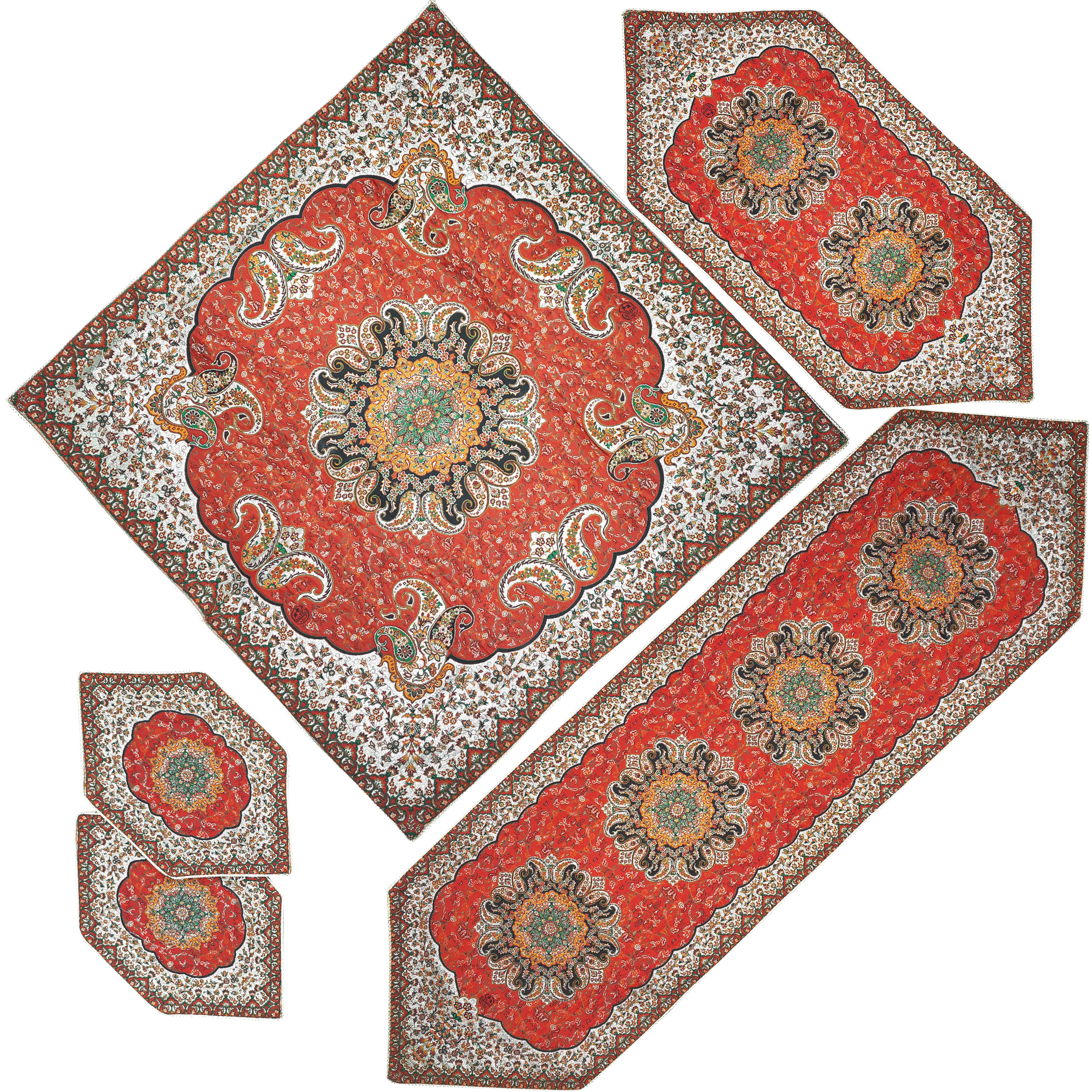 ست 5 تکه رومیزی ترمه مدل ترنج کد RED5-5