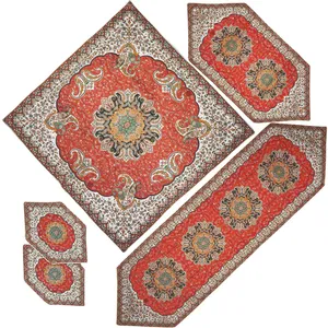 ست 5 تکه رومیزی ترمه مدل ترنج کد RED5-5
