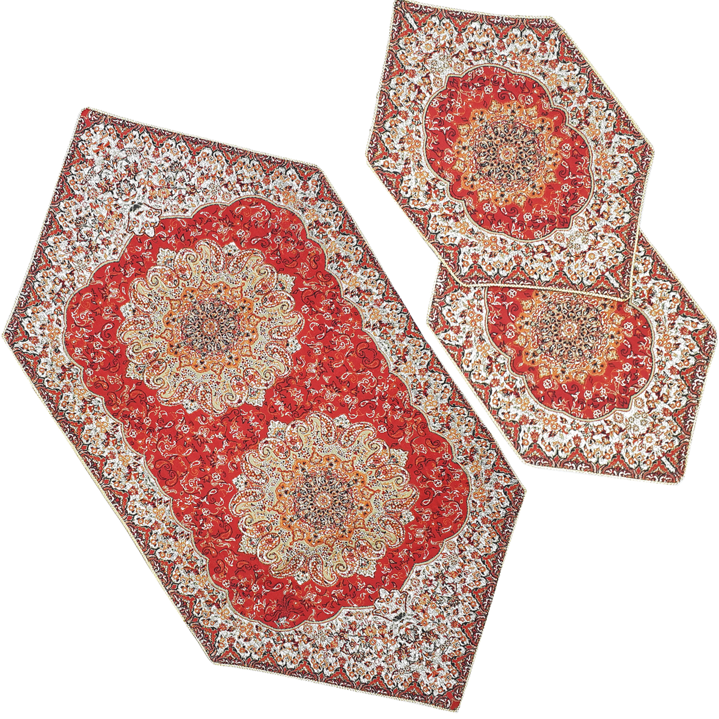 ست 3 تکه رومیزی ترمه مدل ترنج کد RED3-3 