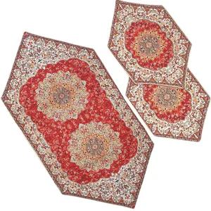 ست 3 تکه رومیزی ترمه مدل ترنج کد RED3-3 