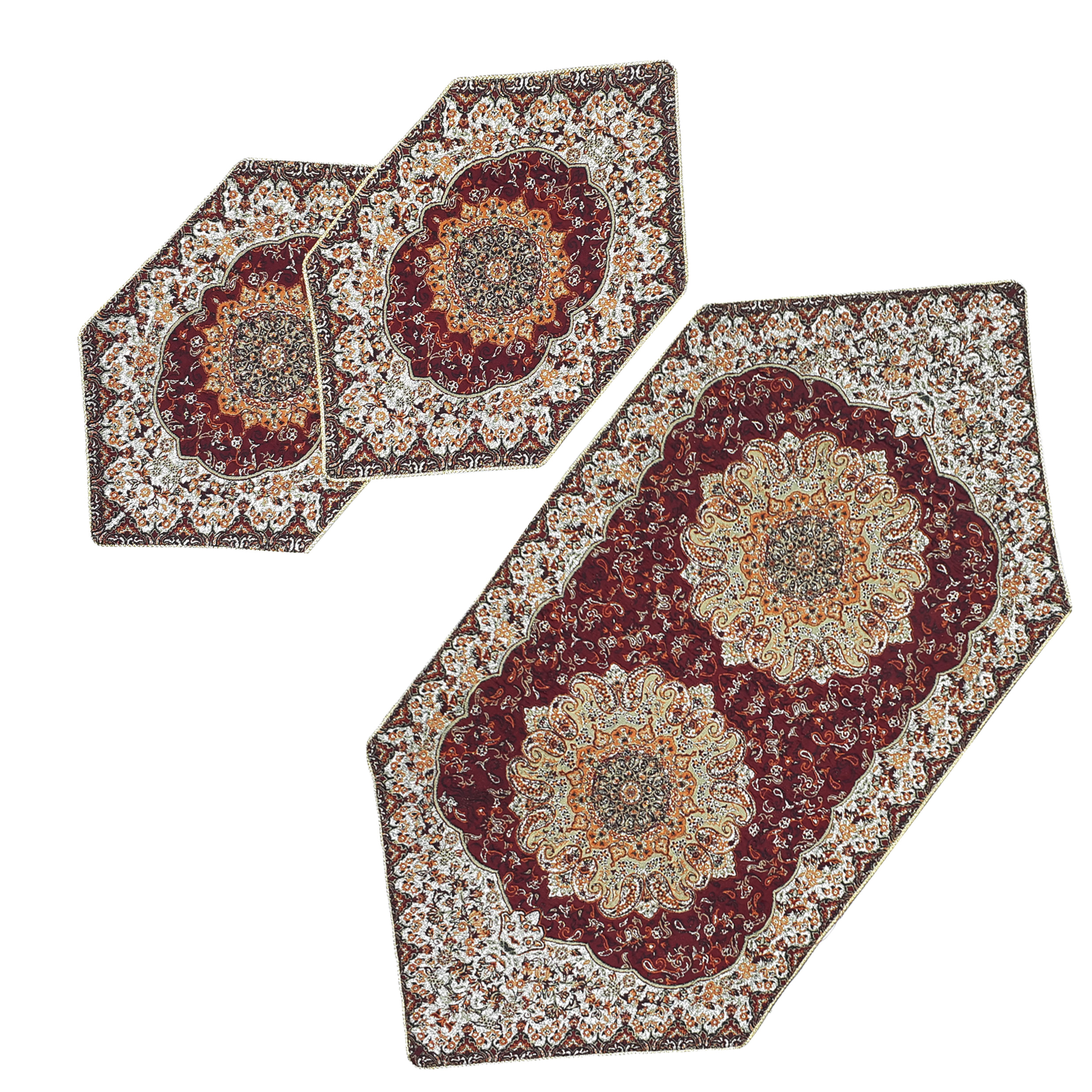 ست 3 تکه رومیزی ترمه مدل ترنج کد ZRSH3-3 