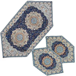 ست 3 تکه رومیزی ترمه مدل ترنج کد SRMH3-3