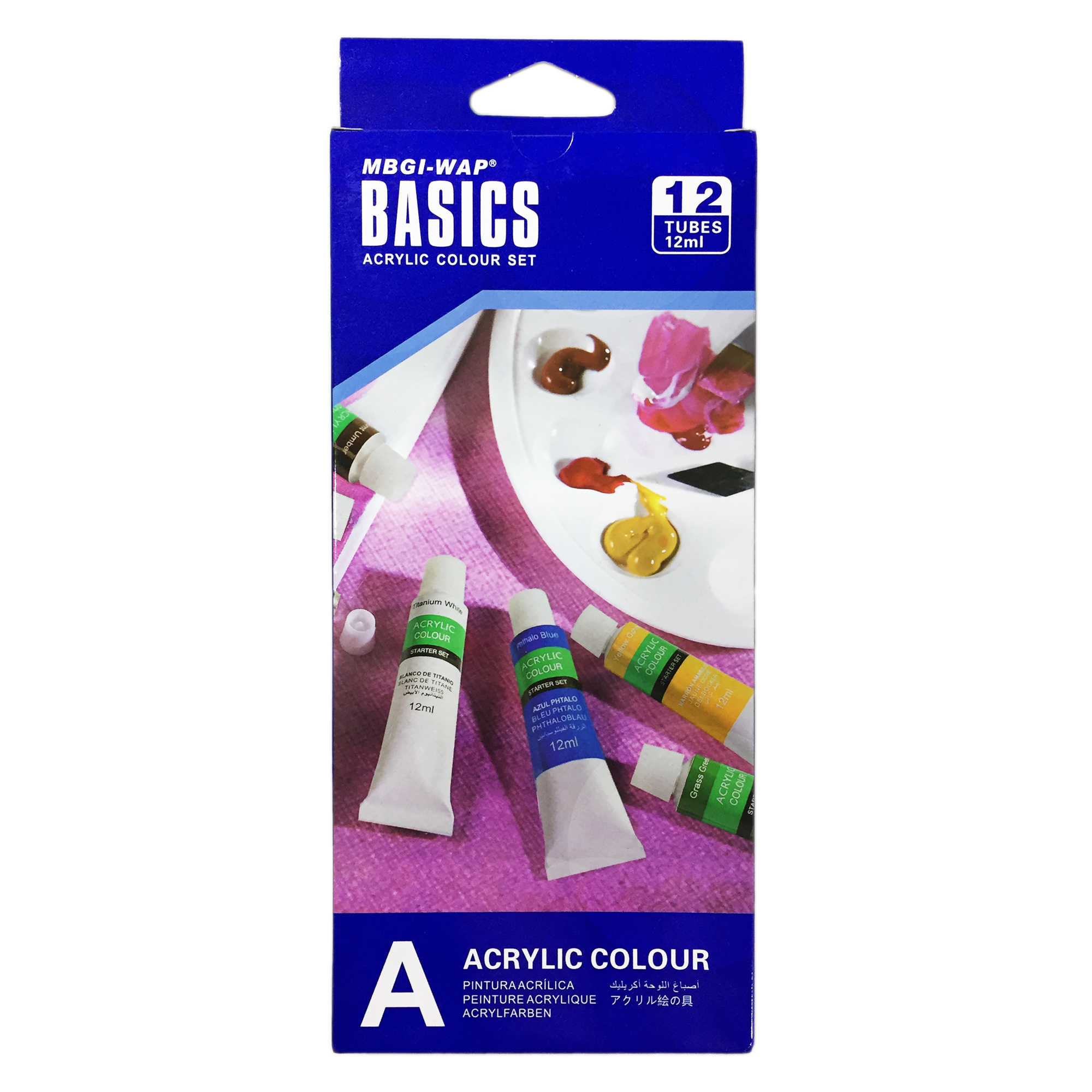رنگ اکریلیک ام بی جی آی-وپ کد Basics-EA1212c-2 حجم 12 میلی لیتر بسته 12 عددی