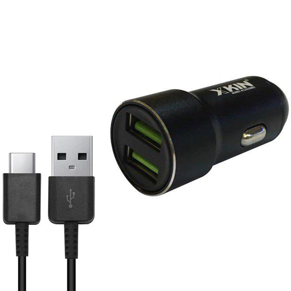 شارژر فندکی ایکس کین مدل XK-CAR01 به همراه کابل تبدیل USB-C