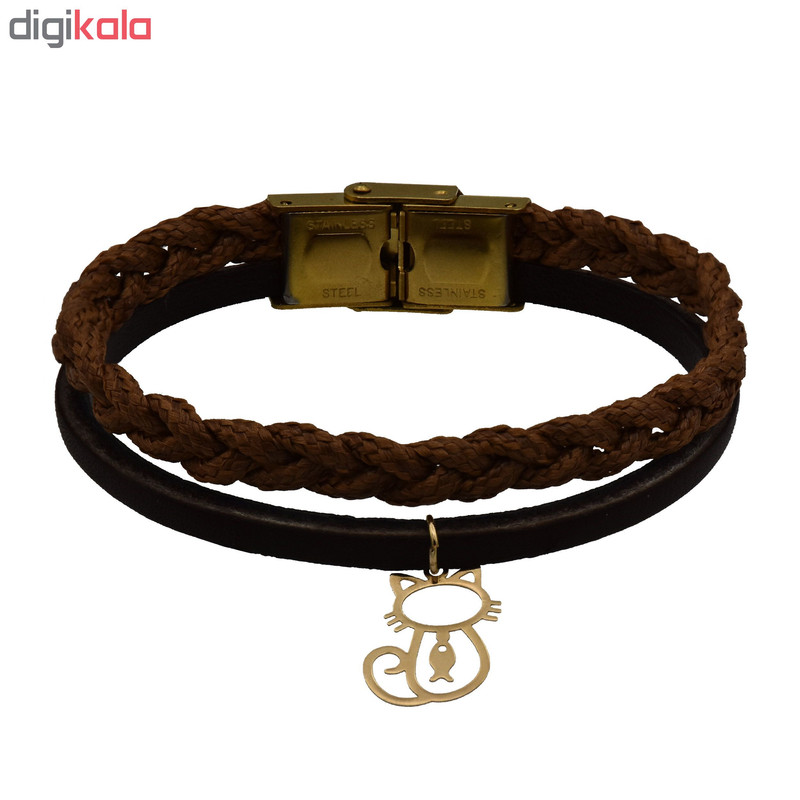 دستبند طلا 18 عیار زنانه آرشا گالری طرح گربه ماهی کد 439A2498