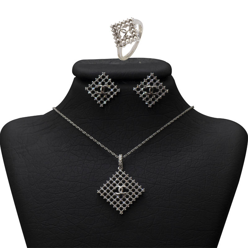 نیم ست نقره زنانه شهر جواهر کد SJ-STSE001