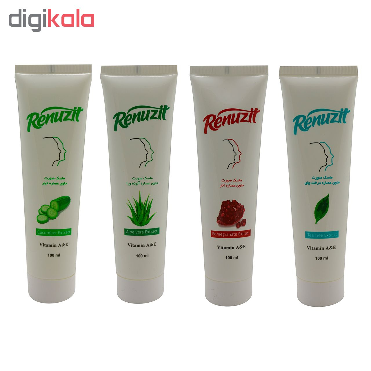 ماسک صورت رینو زیت کد R101 حجم 100 میلی لیتر مجموعه 4 عددی