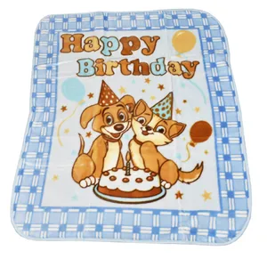 پتو نوزادی درمینا طرح Happy brithdar friends سایز 100×120 سانتی متر