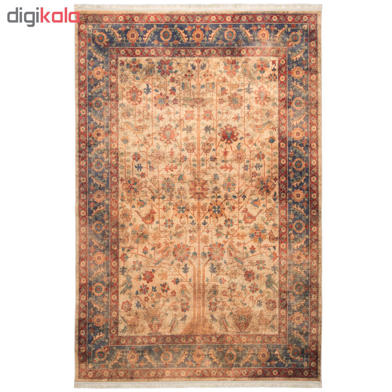 فرش ماشینی محتشم طرح کهنه نما کد 100623 زمینه کرم