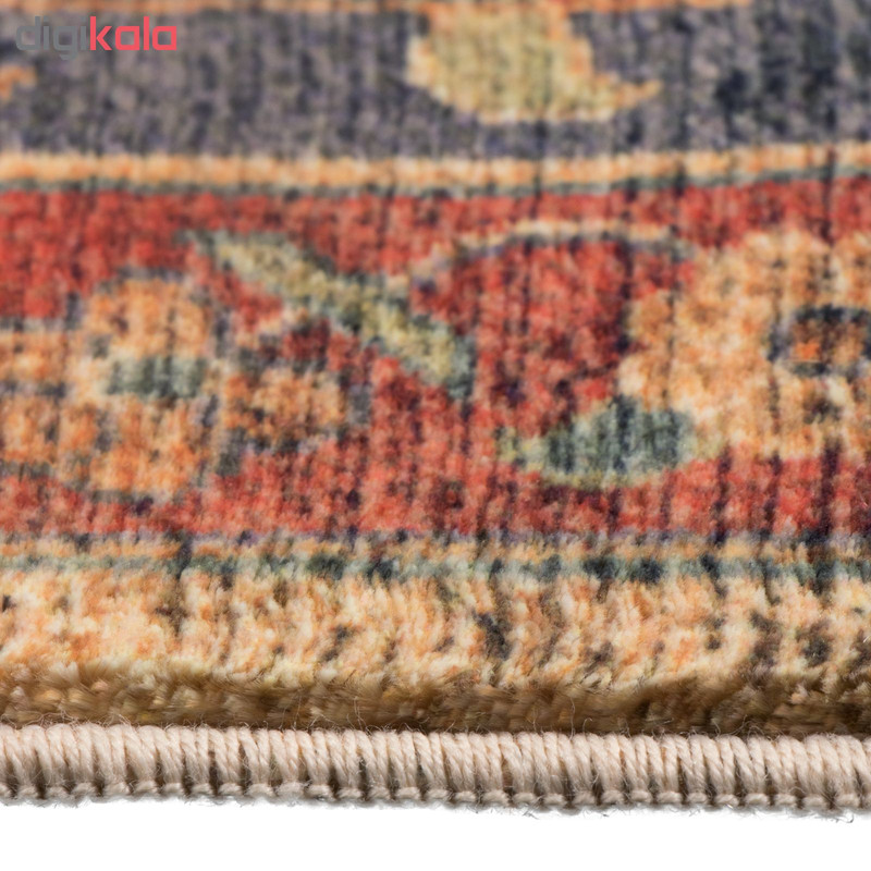 فرش ماشینی محتشم طرح کهنه نما کد 100623 زمینه کرم