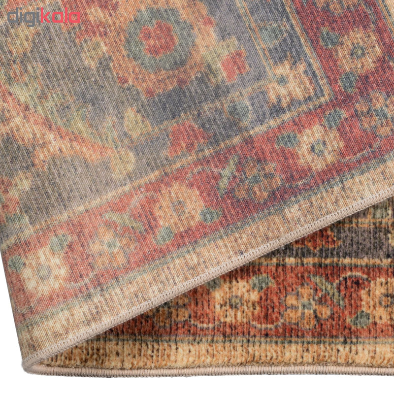 فرش ماشینی محتشم طرح کهنه نما کد 100623 زمینه کرم