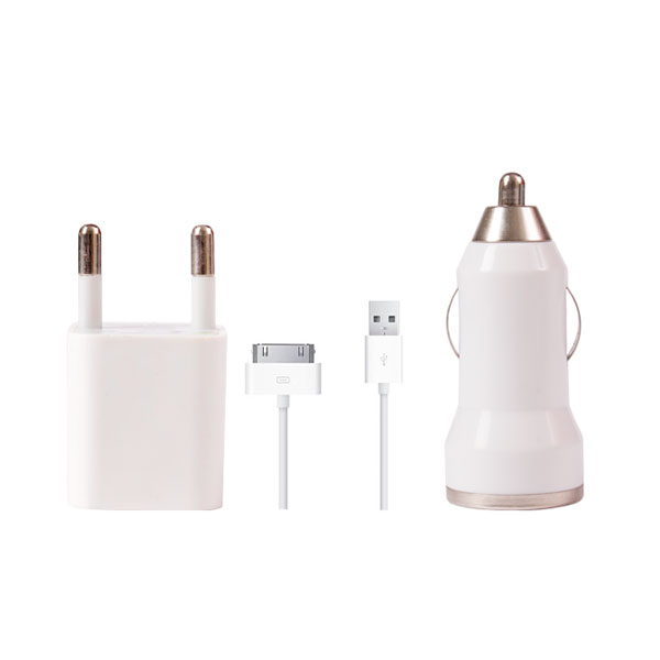 شارژر دیواری مدل PRK-1001 به همراه شارژر فندکی و کابل تبدیل 30-پین
