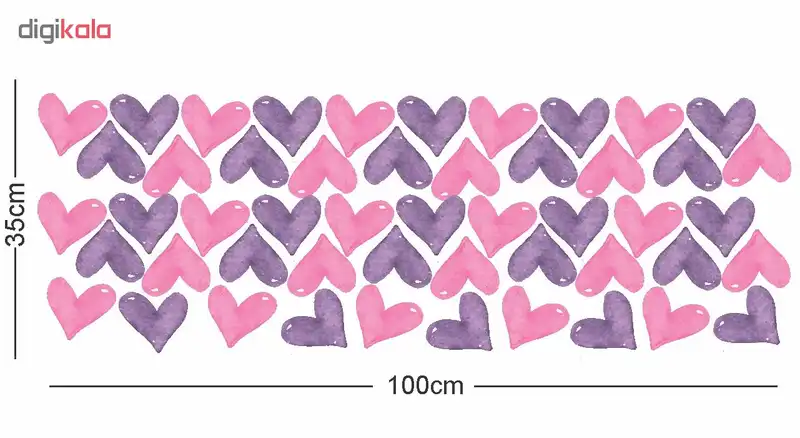 استیکر دیواری طرح قلب های رنگی کد 01