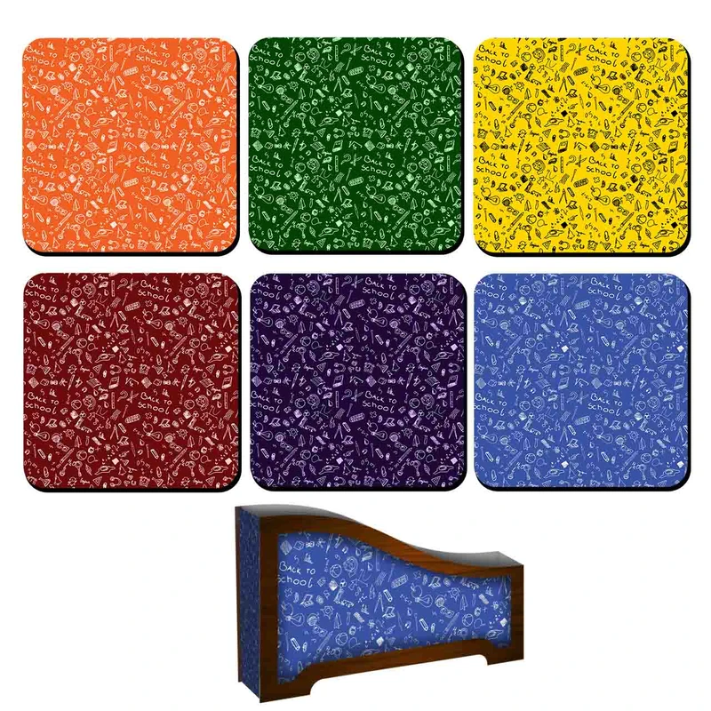 زیر لیوانی لوکسینو مدل BACK TOO SCHOOL کد MRP _ 2513 بسته 6 عددی