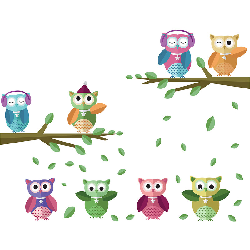 استیکر کودک طرح colorful cute owls
