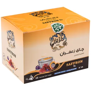 دمنوش کیسه‌ای چای زعفران دلژین بسته 15عددی