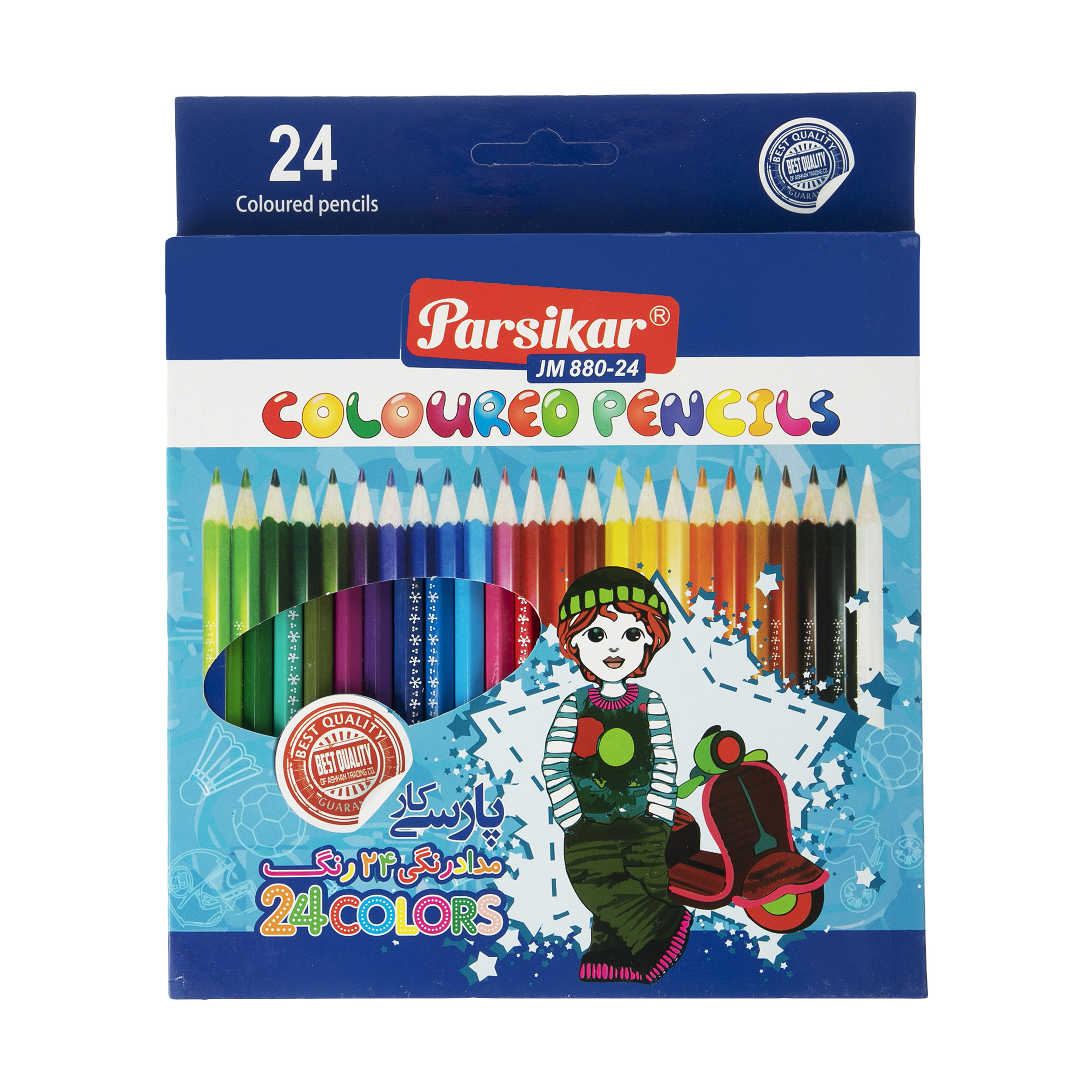 مداد رنگی 24 رنگ پارسیکار مدل JM 880-24