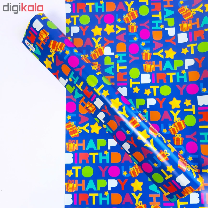 عکس شماره 3 : کاغذ کادو طرح happy بسته 5 عددی