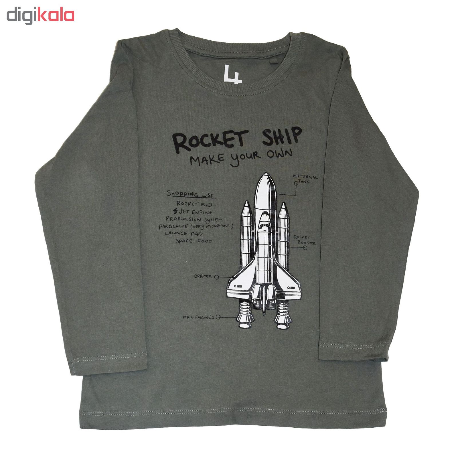 تی شرت آستین بلند طرح Rocket Ship