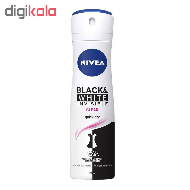 اسپری ضد تعریق زنانه نیوآ مدل Black & White Invisible Clear حجم 150 میلی لیتر اسپری ضد تعریق زنانه نیوآ مدل Black & White Invisible Clear حجم 150 میلی لیتر