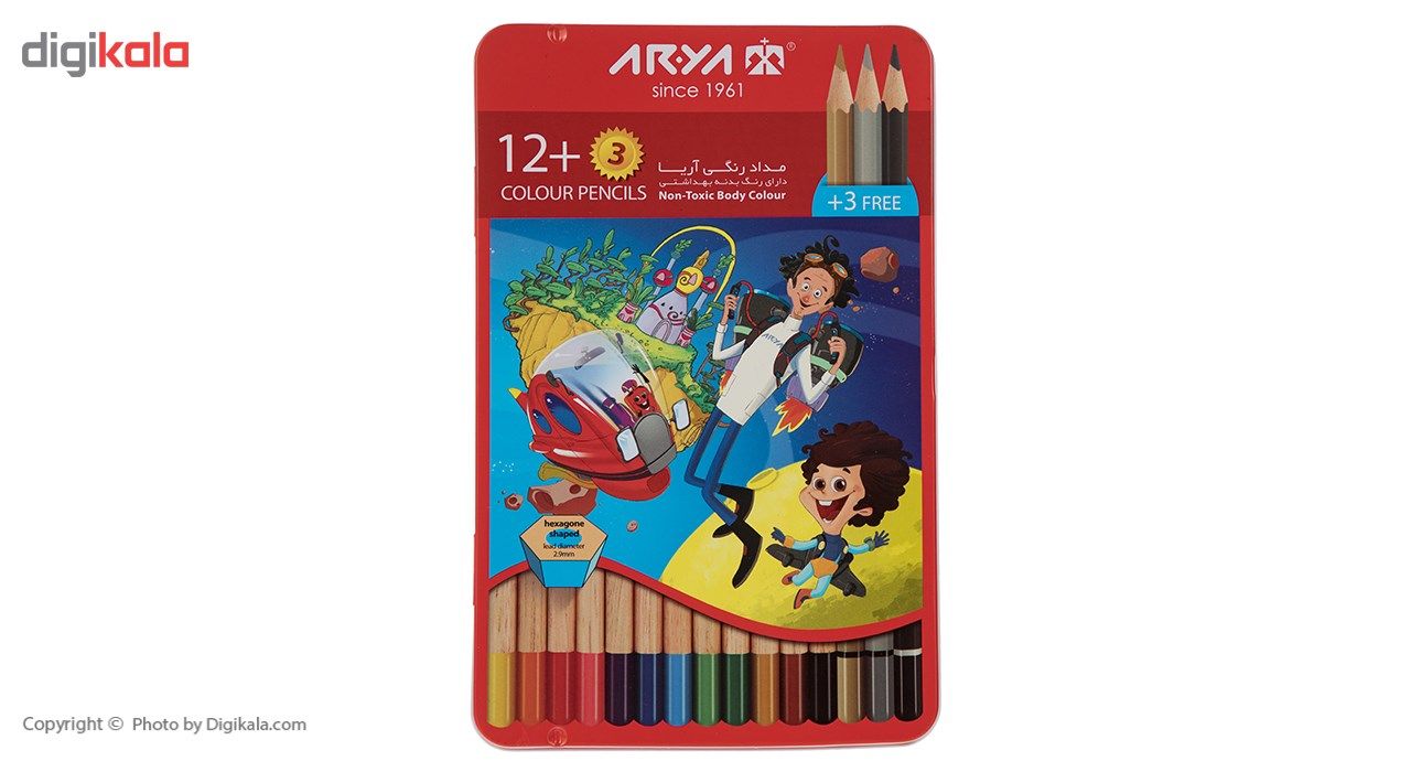 مداد رنگی 12 رنگ آریا مدل 3021