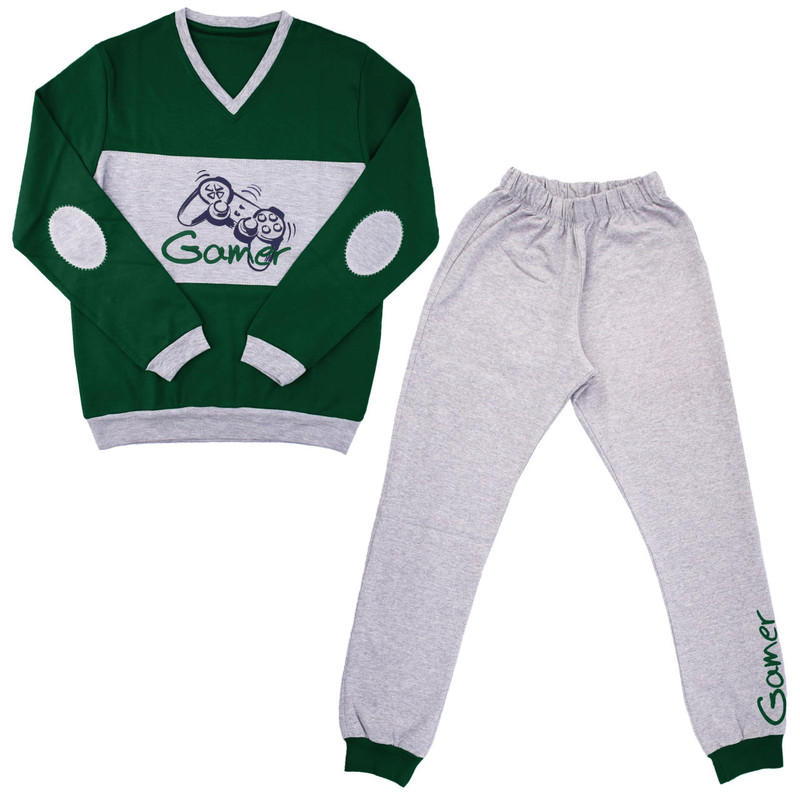 ست تیشرت و شلوار مردانه کد B004 رنگ سبز تیره