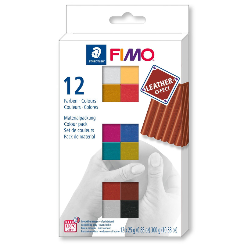 خمیر پلیمری فیمو استدلر مدل افکت چرم بسته 12 عددی