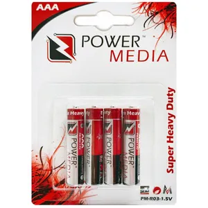 باتری نیم قلمی پاورمدیا مدل Super Heavy Duty بسته 4 عددی