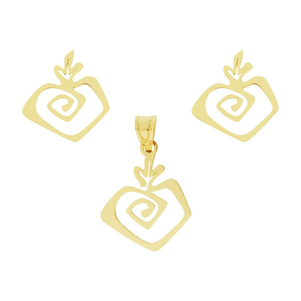 نیم ست طلا 18 عیار زنانه طرح انار کد UN003