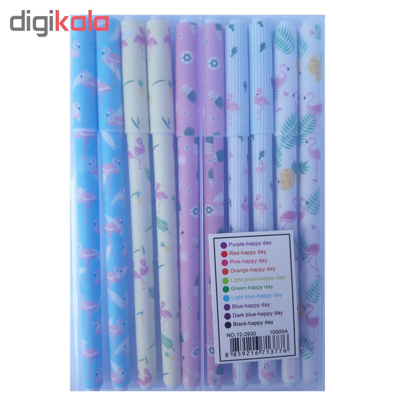 روان نویس هپی مجموعه ۱۰ رنگ مدل فلامینگو