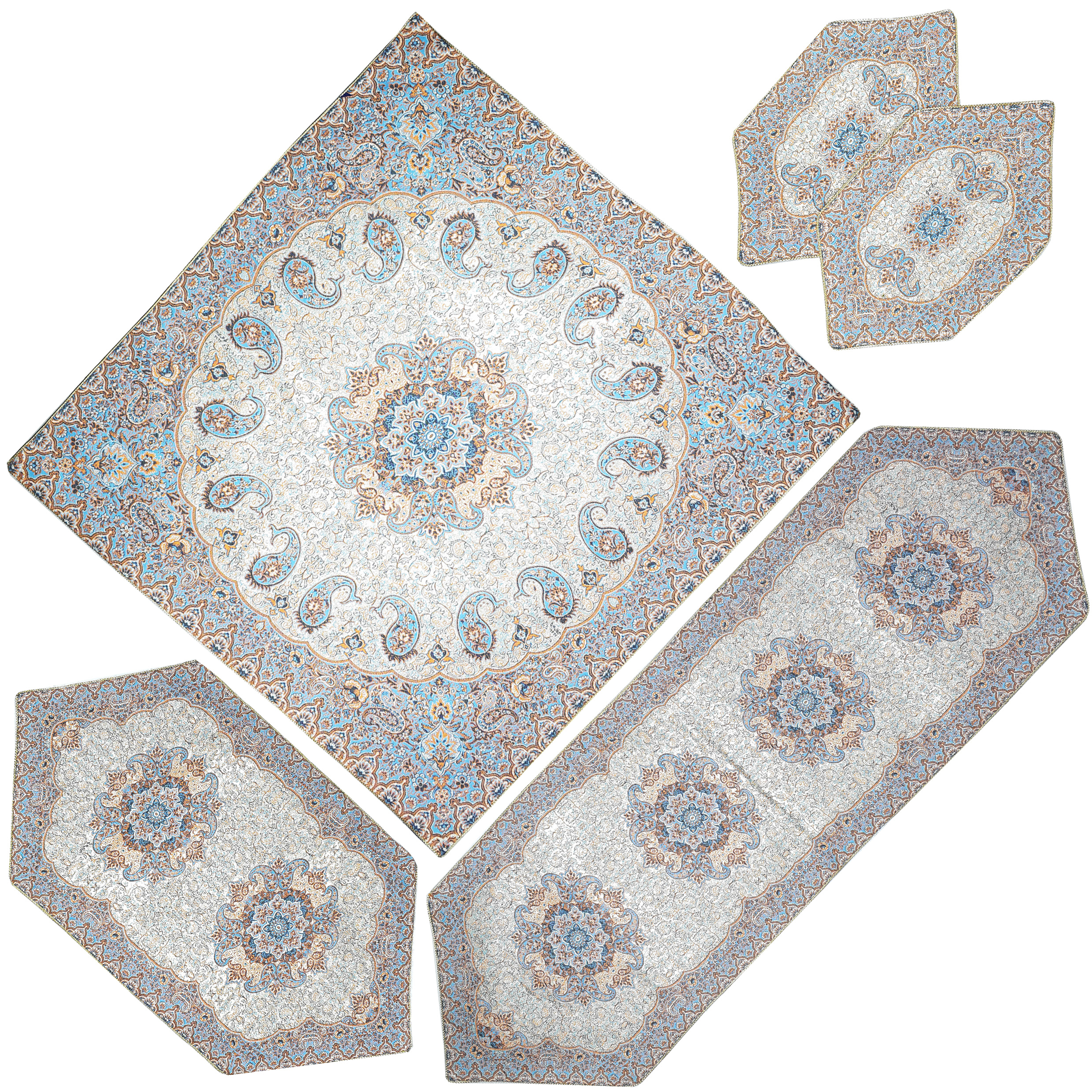 ست 5 تکه رومیزی ترمه مدل نسترن کد 5-ABIZARE-CHS5