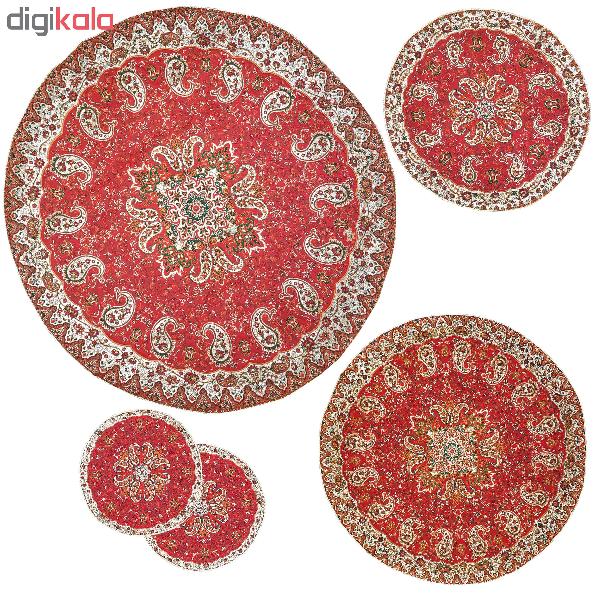 ست 5 تکه رومیزی ترمه مدل نسترن کد RED5-5GRD