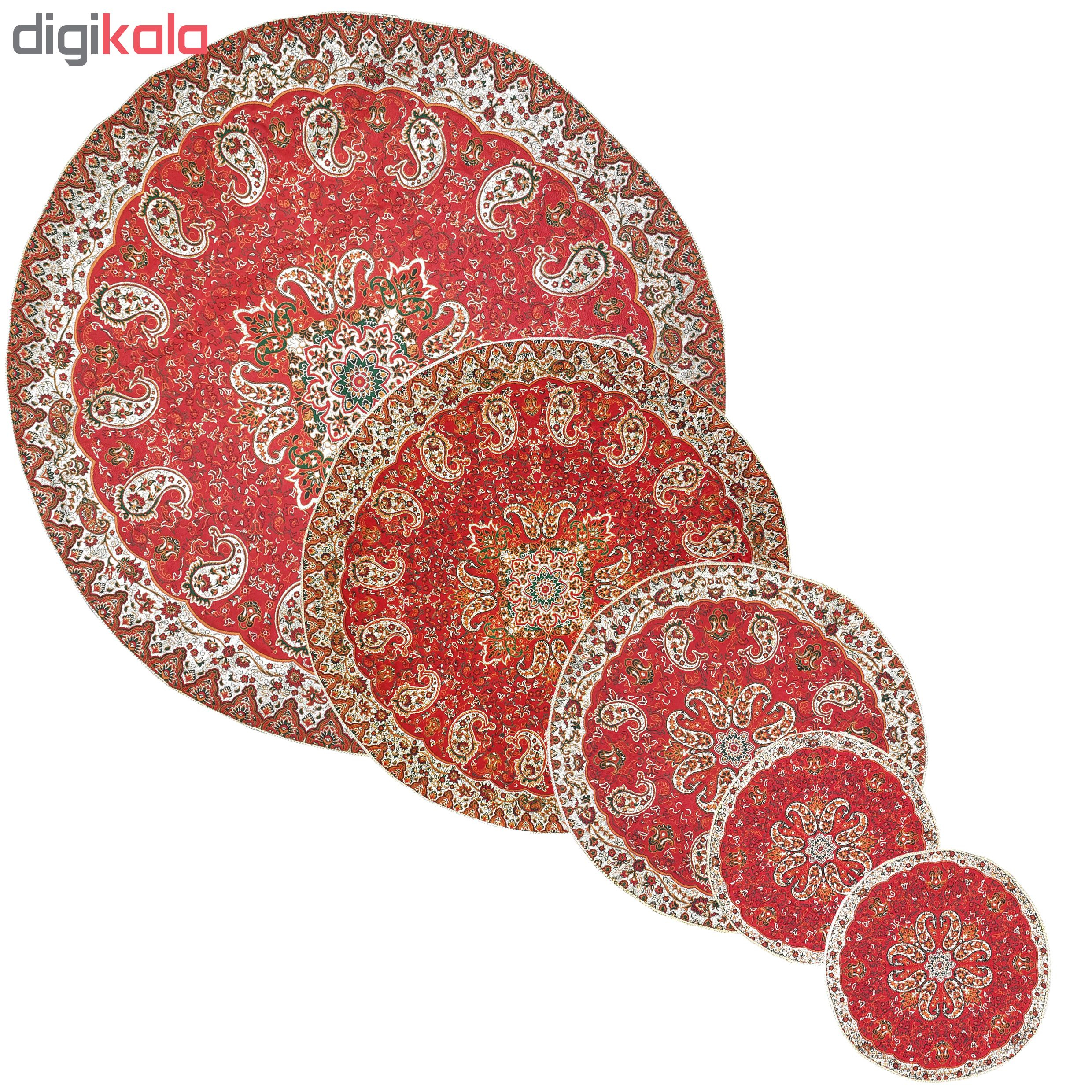 ست 5 تکه رومیزی ترمه مدل نسترن کد RED5-5GRD