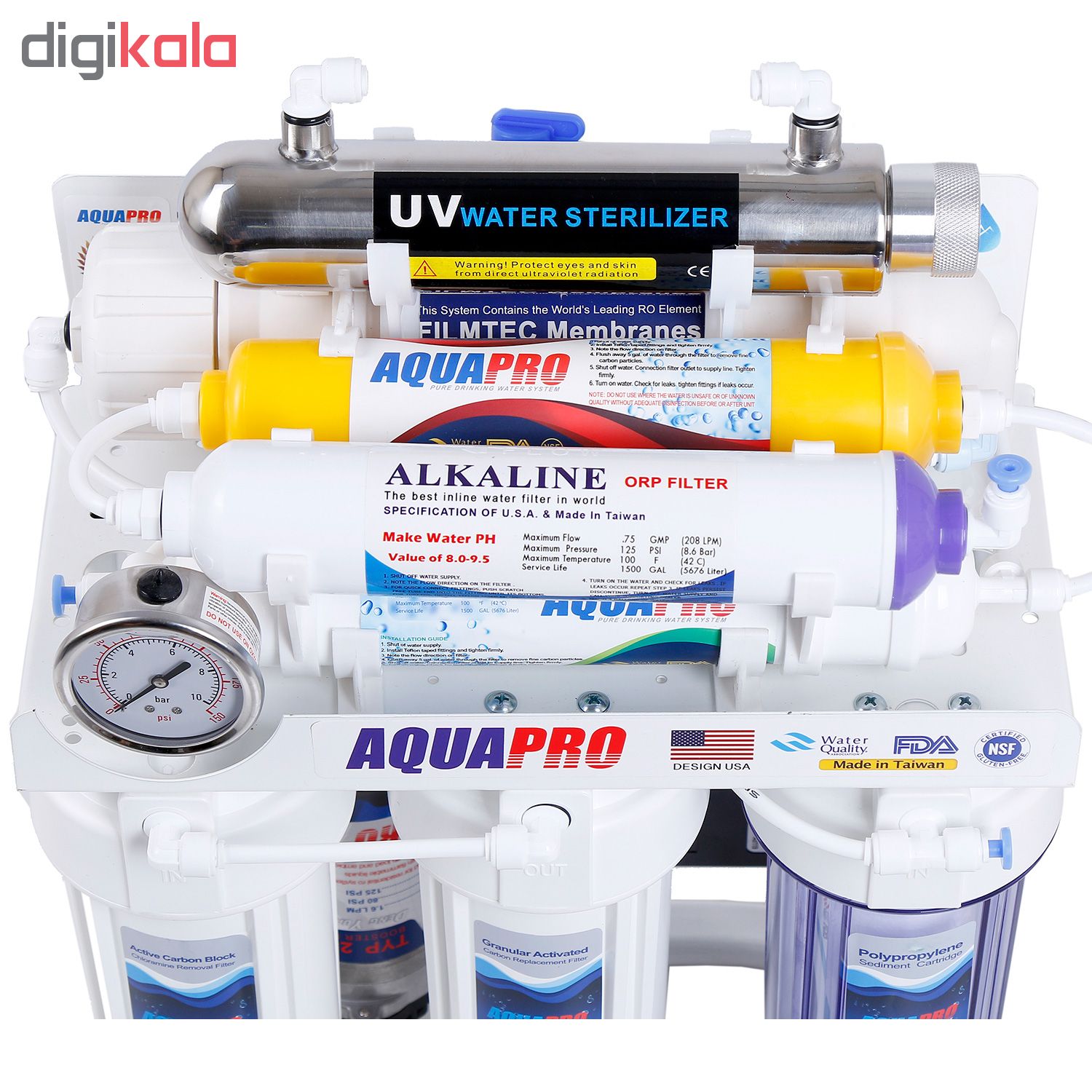 دستگاه تصفیه کننده آب خانگی آکوا پرو مدل RO8_UV_ORP_S